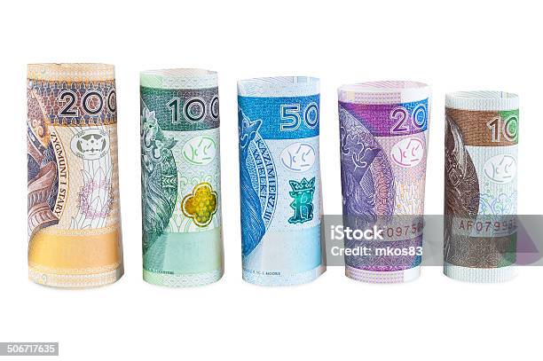 Nuovo Zloty Polacco Banconote Arrotolato - Fotografie stock e altre immagini di Rotolo - Rotolo, Valuta, Zloty polacco