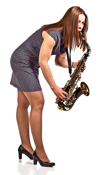 istock woman with saxophone isolated on white 506724091