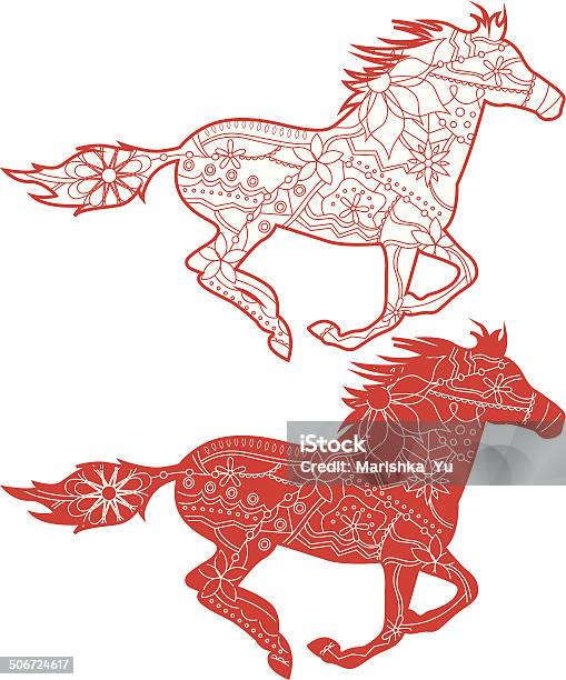 Vermelho Cavalos - Arte vetorial de stock e mais imagens de 2014 - 2014, Animal, Artigo de Decoração