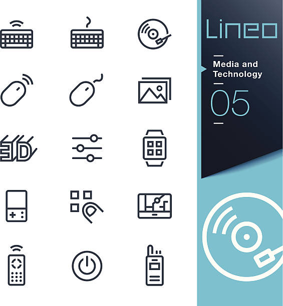Lineo - Media and Technology outline icons Vector illustration, Each icon is easy to colorize and can be used at any size.  walkie talkie photos stock illustrations