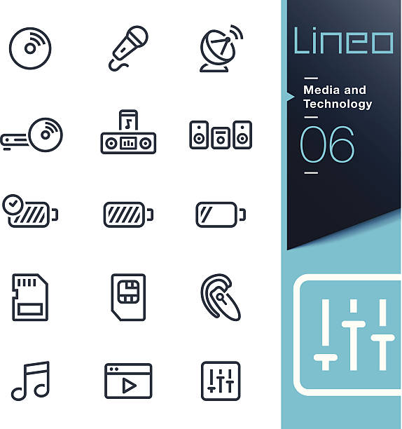 Lineo - Media and Technology outline icons Vector illustration, Each icon is easy to colorize and can be used at any size.  cordless phone stock illustrations