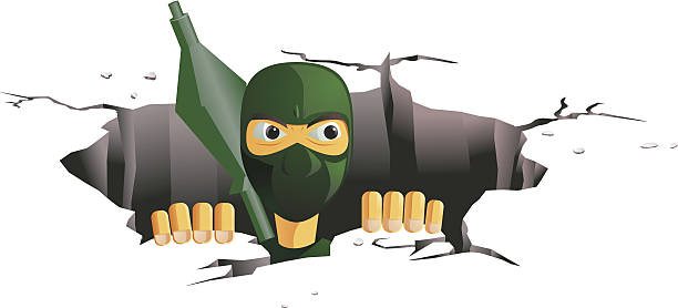 terroryzmu pochodzących z tunelu - mask evil face mask terrorism stock illustrations