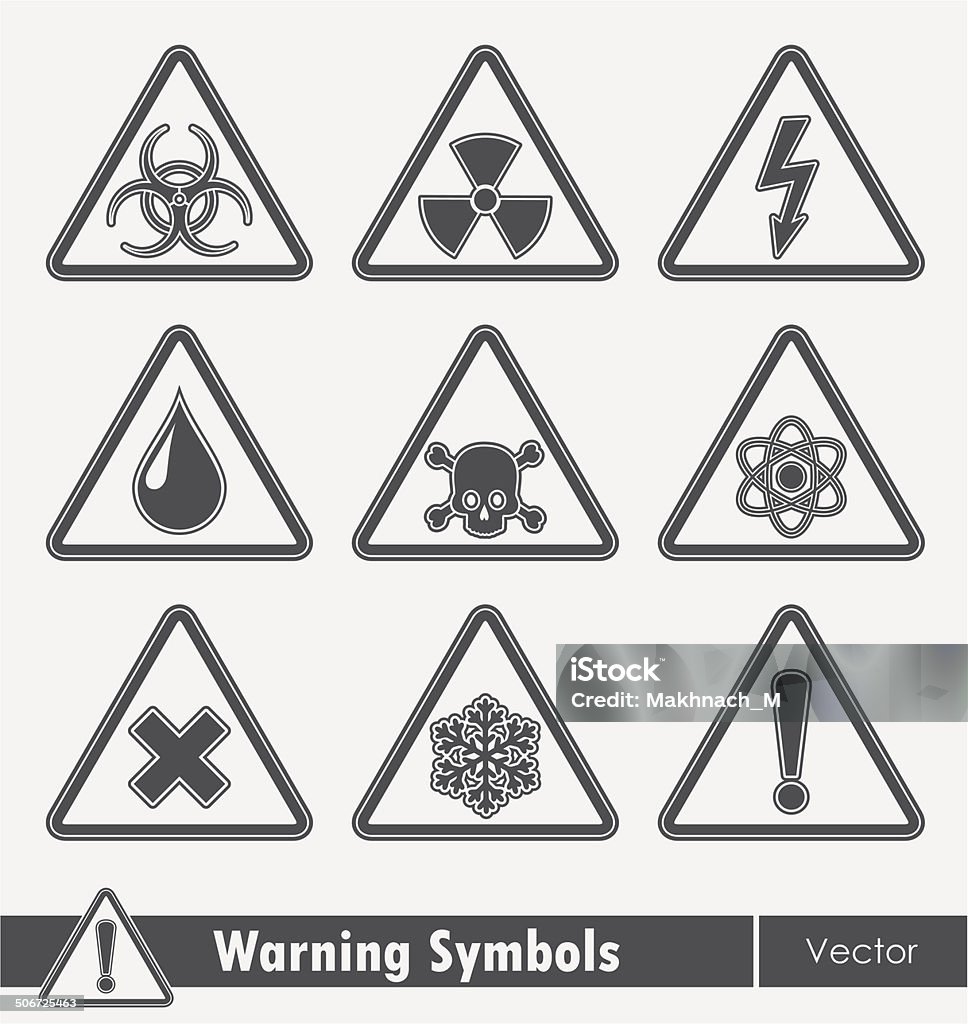 Icon set of warning symbols. Icon set of warning symbols. Vector eps8. Alertness stock vector