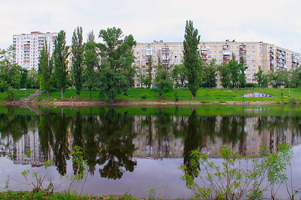 istock Soviet communist architecture buildings in Kyiv canal, Ukraine 506725493