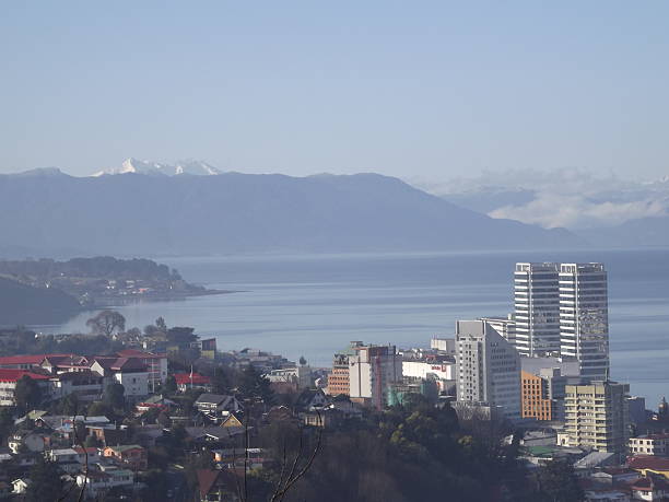 City in the Patagonian fjords stock photo