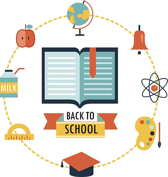 Vector illustration of Back to school background with study theme icons