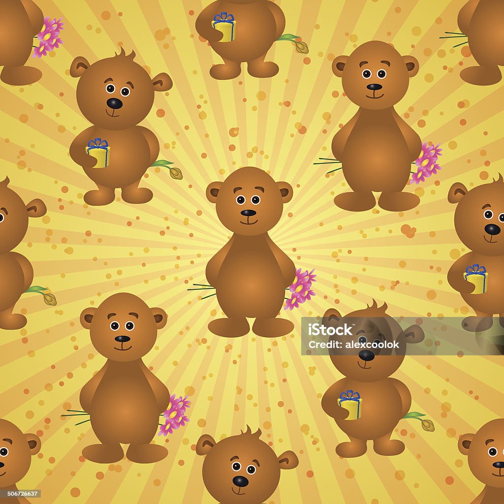 Бесшовный узор, teddy bears и подарки - Векторная графика Бесшовный узор роялти-фри