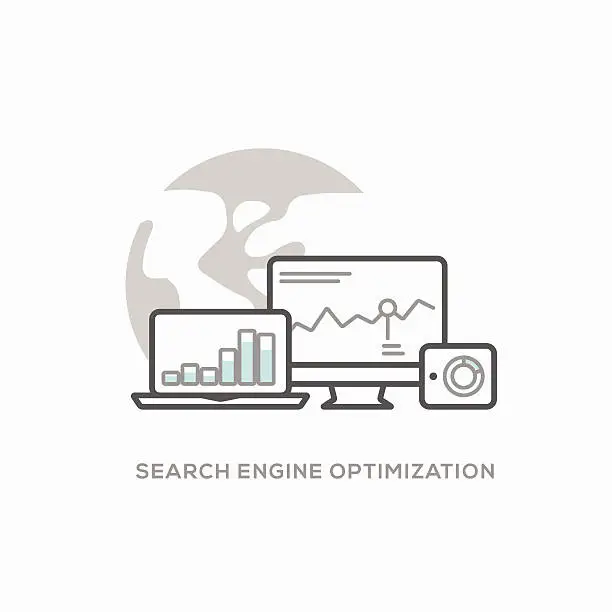 Vector illustration of Search engine optimization illustration with cool outline style