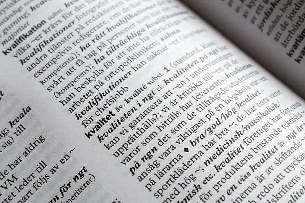 Photo of Page of a Swedish dictionary