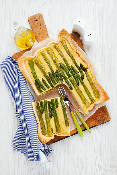 istock pie with asparagus. French traditional cake 506750536