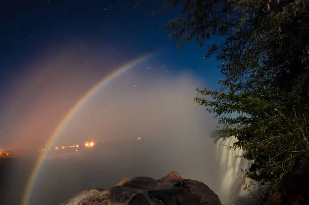 Moonbow at Victoria Falls from the Zambian side