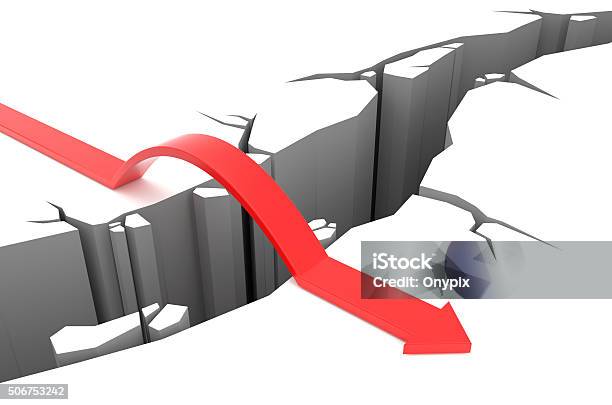 Arrow Jumps Over Rift Stock Photo - Download Image Now - Separation, Bridge - Built Structure, Red