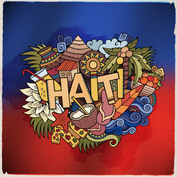 ilustrações de stock, clip art, desenhos animados e ícones de haiti mão lettering e rabiscos elementos - haiti