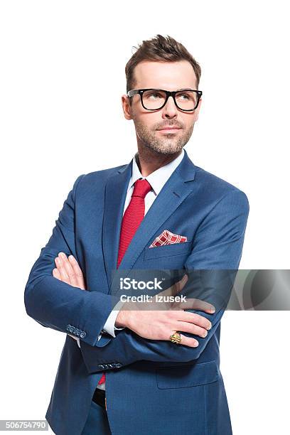 Visionary Leader Businessman Wearing Elegant Suit And Glasses Stock Photo - Download Image Now