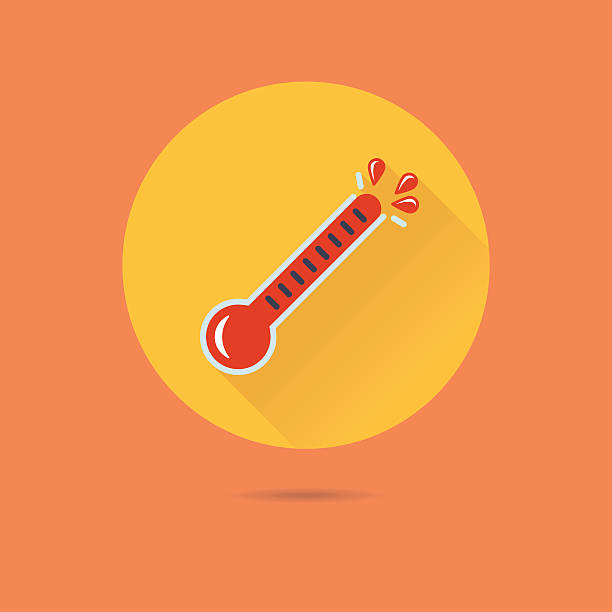 illustrations, cliparts, dessins animés et icônes de vague de chaleur révolutionnaire thermomètre conception plat vector icône - état de surchauffe