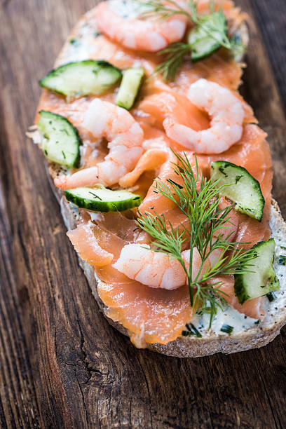istock Healthy prawn and salmon sandwich 506758106