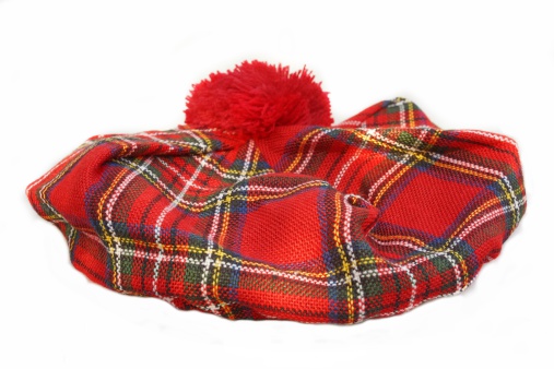 Scottish Tartan Hat. Bonnet, isolated on white