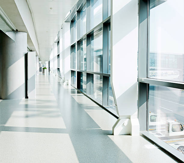 Empty hallway Empty hallway in nanjing airport terminal, China. glass steel contemporary nobody stock pictures, royalty-free photos & images