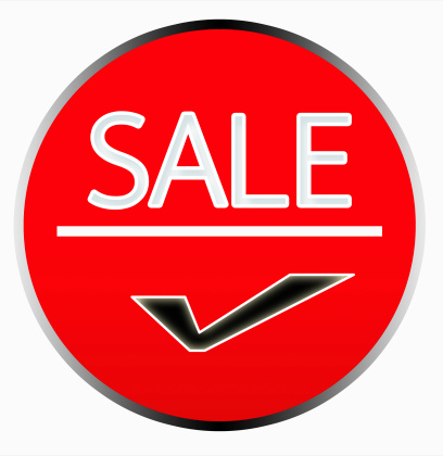 sale and boom on red icon