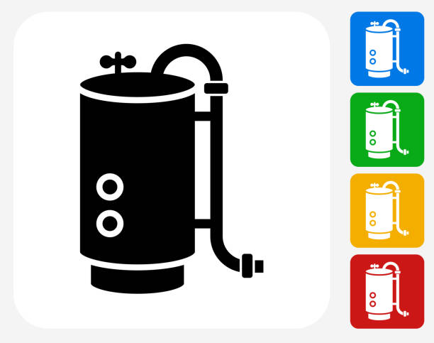 kocioł ikona płaskie projektowania graficznego - boiler stock illustrations