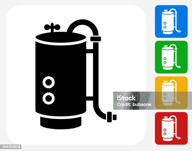 Boiler Icon Flat Graphic Design Stock Illustration - Download Image Now - Boiler, Icon Symbol, Heat - Temperature