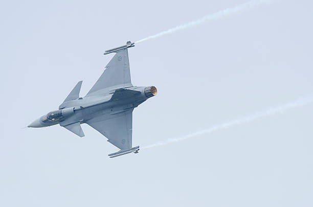 Gothenburg, Sweden - August 29 2010: Saab 35 Draken supersonic fighter airplane of the Swedish air force.