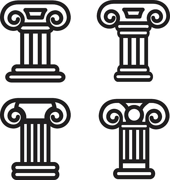 kolumna ikona w cztery warianty. wektor eps 10. - stability architecture roman decoration stock illustrations