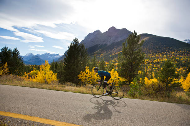 road bike ride - usa action adventure aspen tree fotografías e imágenes de stock