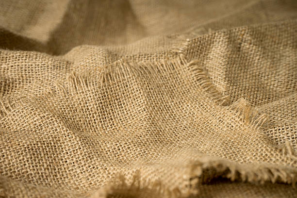 tekstura tło z juta materiału hesjan - frayed burlap textile part of zdjęcia i obrazy z banku zdjęć