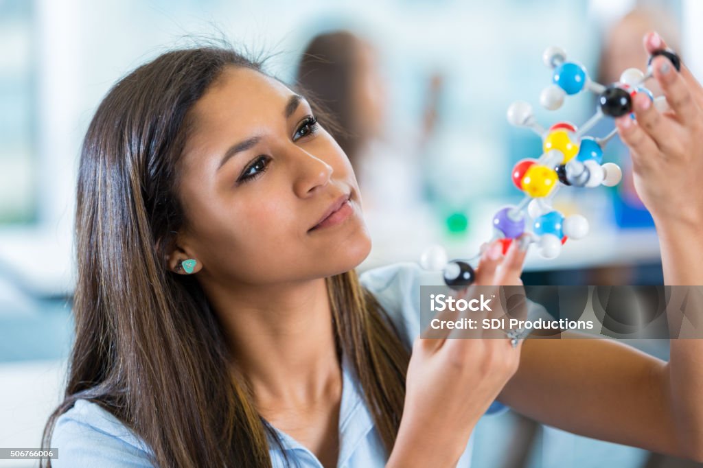 Science Poly Student High School Science Student Studying Plastic Educational Molecule Model ...