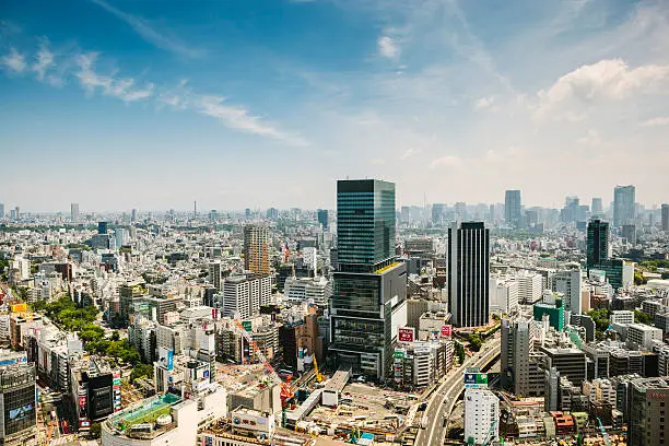 Tokyo skyline towards Shibuya, Shinjuku and Roppongi