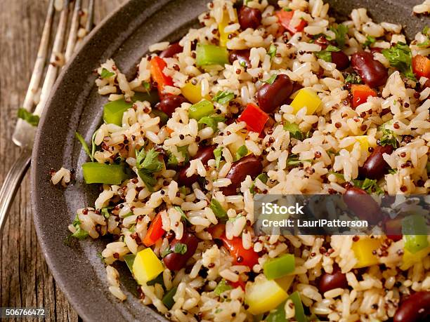 Quinoa And Brown Rice Salad Stock Photo - Download Image Now - Kidney Bean, Rice - Food Staple, Quinoa