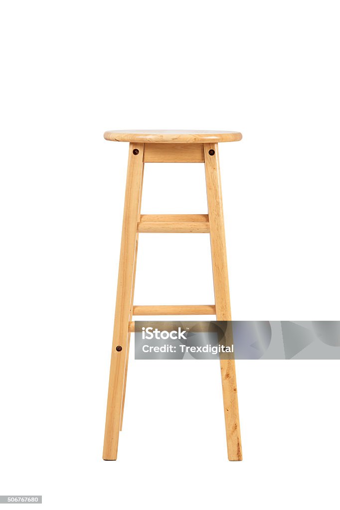 Wooden stool Wooden stool on white background Stool Stock Photo
