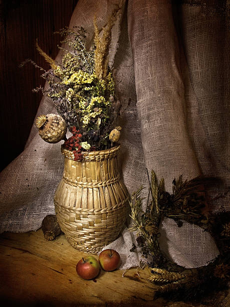 istock Still-life with braided pitcher in retro style 506784758