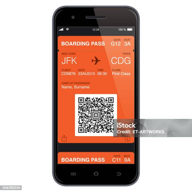 Mobil Boarding Pass Template Vector Stock Illustration - Download Image Now - Airplane Ticket, Boarding, Ticket