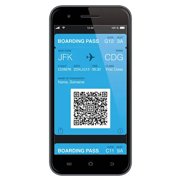 Vector illustration of Mobil Boarding Pass Template. Vector