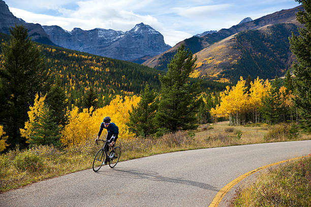 road bicyclist człowiek - racing bicycle bicycle cycling yellow zdjęcia i obrazy z banku zdjęć
