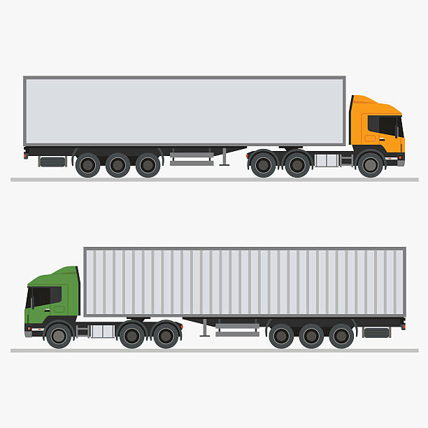 vektor-illustration von einem lkw - car side view truck truck driver stock-grafiken, -clipart, -cartoons und -symbole