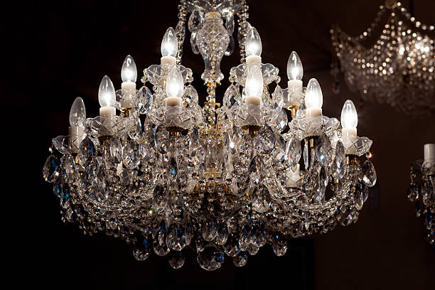 istock Brass chandelier with crystal. 506786200