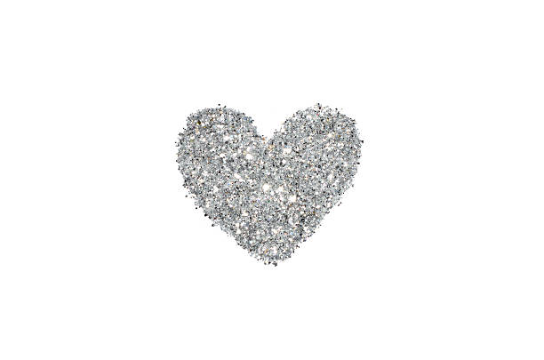 Abstract heart of silver glitter sparkle on white background