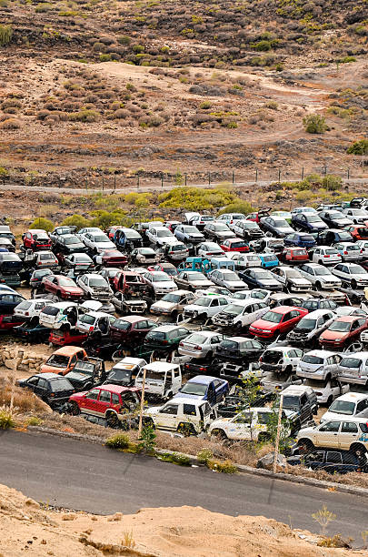 istock Old Junk Cars On Junkyard 506790246