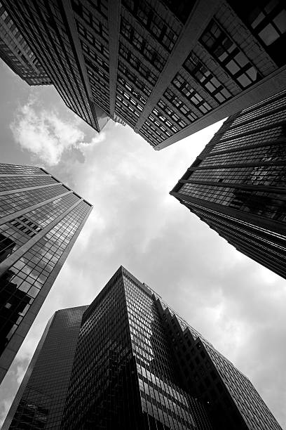 istock Low angle view of a modern office buildings New York 506790396