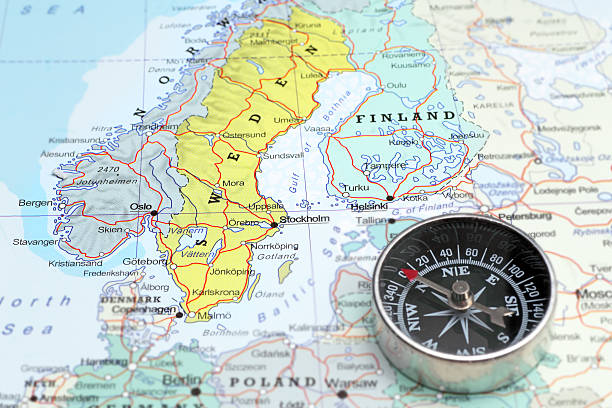 Map of Estonia, Latvia, Lithuania and Belarus. Detail from the World Atlas. Selective Focus.