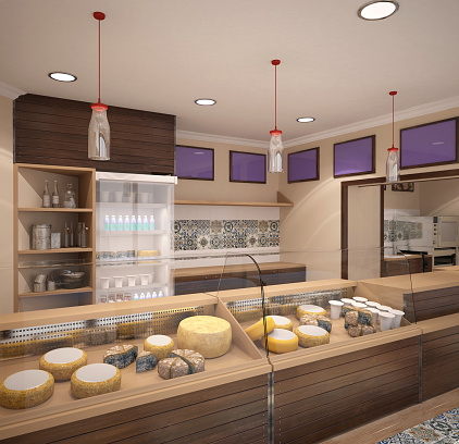 3d rendering of a shop dairy interior design