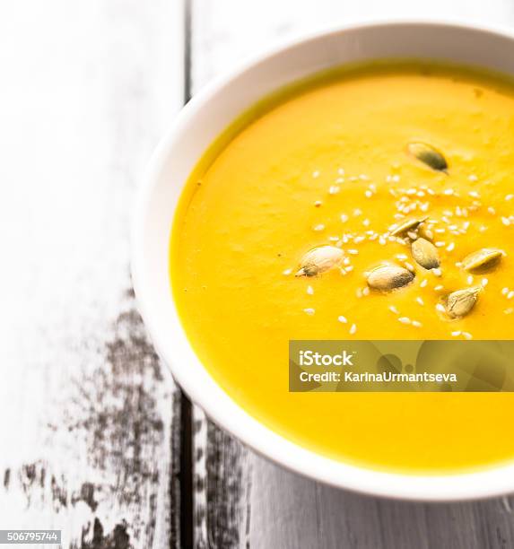 Pumpkin Soup Stock Photo - Download Image Now - Coconut Milk, Coconut Oil, Detox