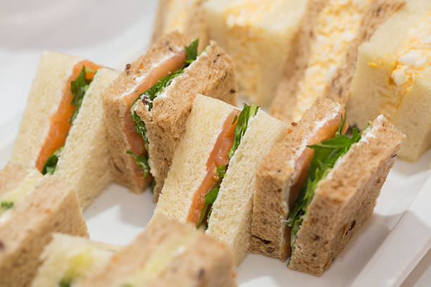 Fresh sandwiches Triangle sandwiches on a plate sandwich club sandwich lunch restaurant stock pictures, royalty-free photos & images