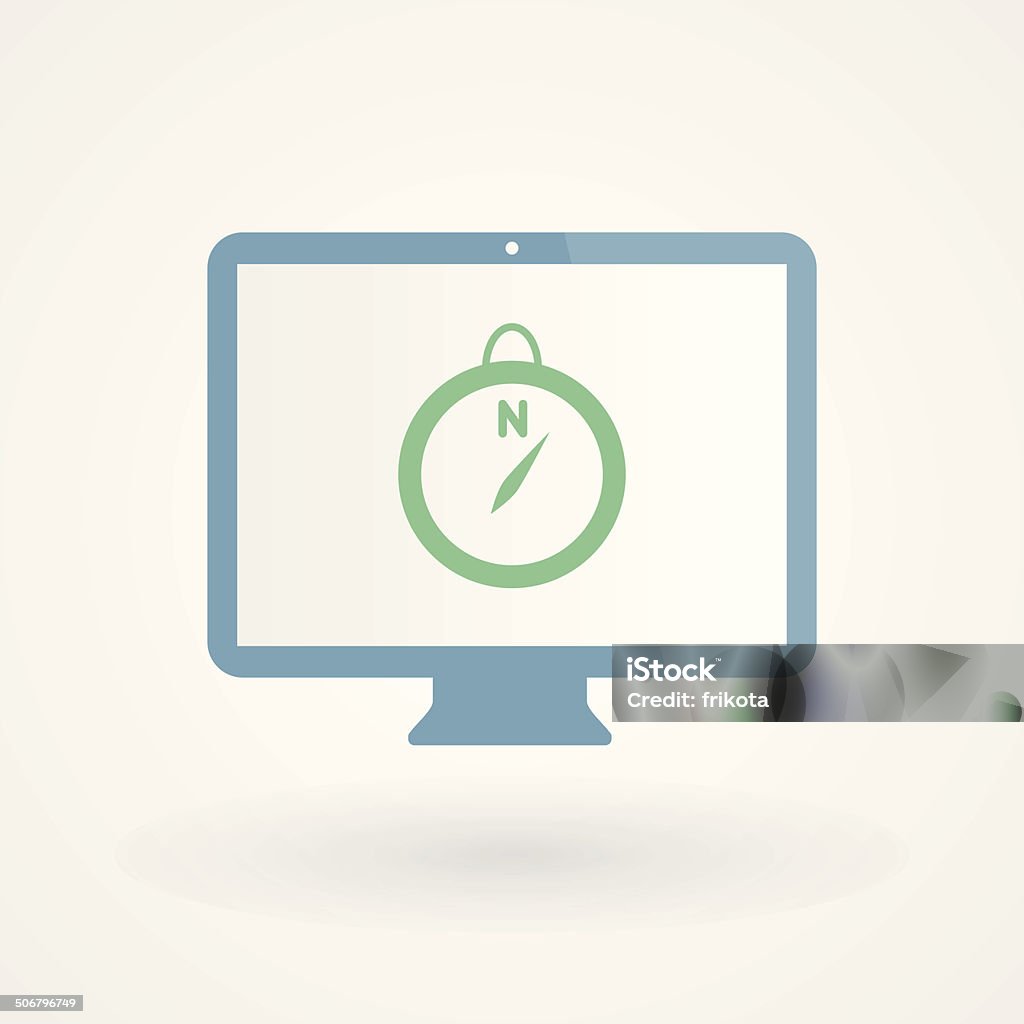 Computer Desktop Compass Desktop And Compass Stock Illustration - Download Image Now - Adventure ...