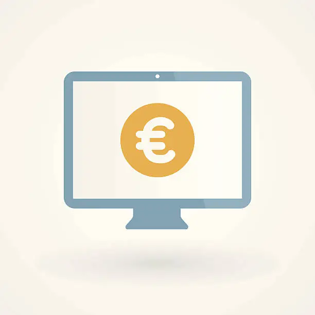 Vector illustration of Desktop and Euro