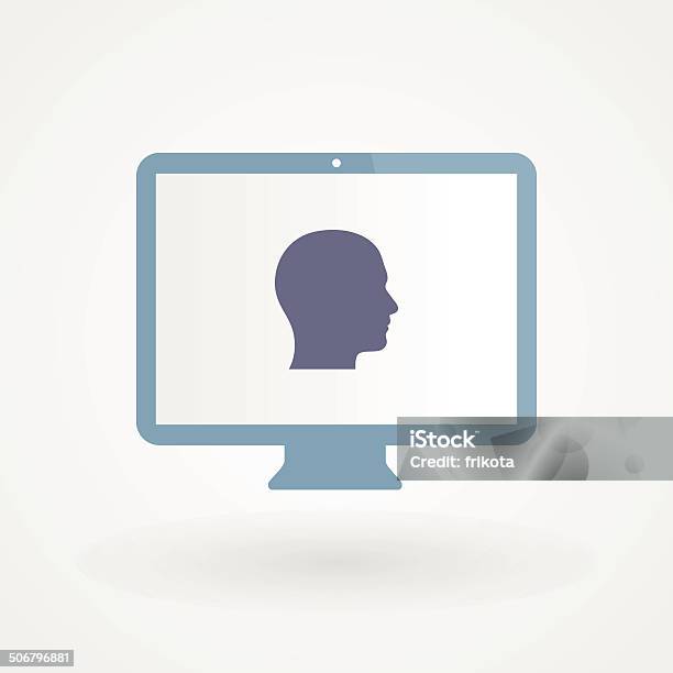 Desktop And Head Stock Illustration - Download Image Now - Appliance, Cloud Computing, Communication