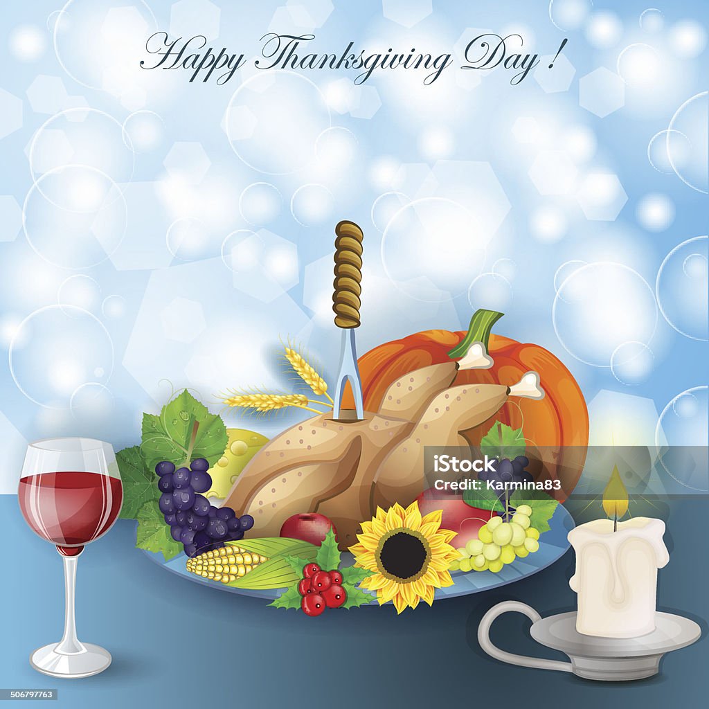 illustration de la Turquie, des fruits et du vin au dîner de Thanksgiving - clipart vectoriel de Aliment libre de droits